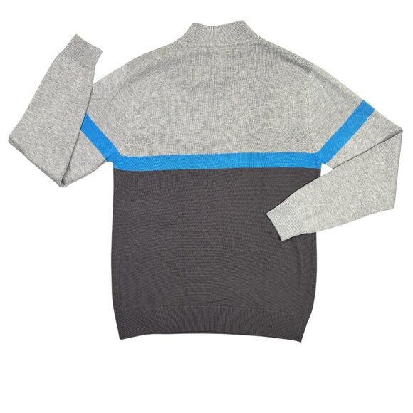 AT&T Sweater 1/4 Quarter Zip Mens Large L Gray Blue Mock Neck Shirt Crest Logo - Picture 3 of 11